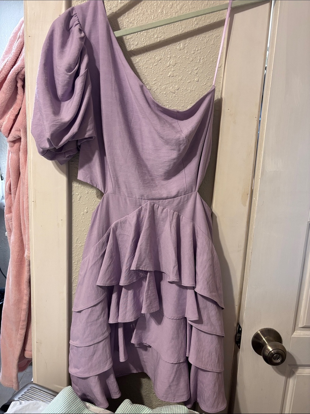 DO+BE Lilac One-Shoulder Ruffle Dress